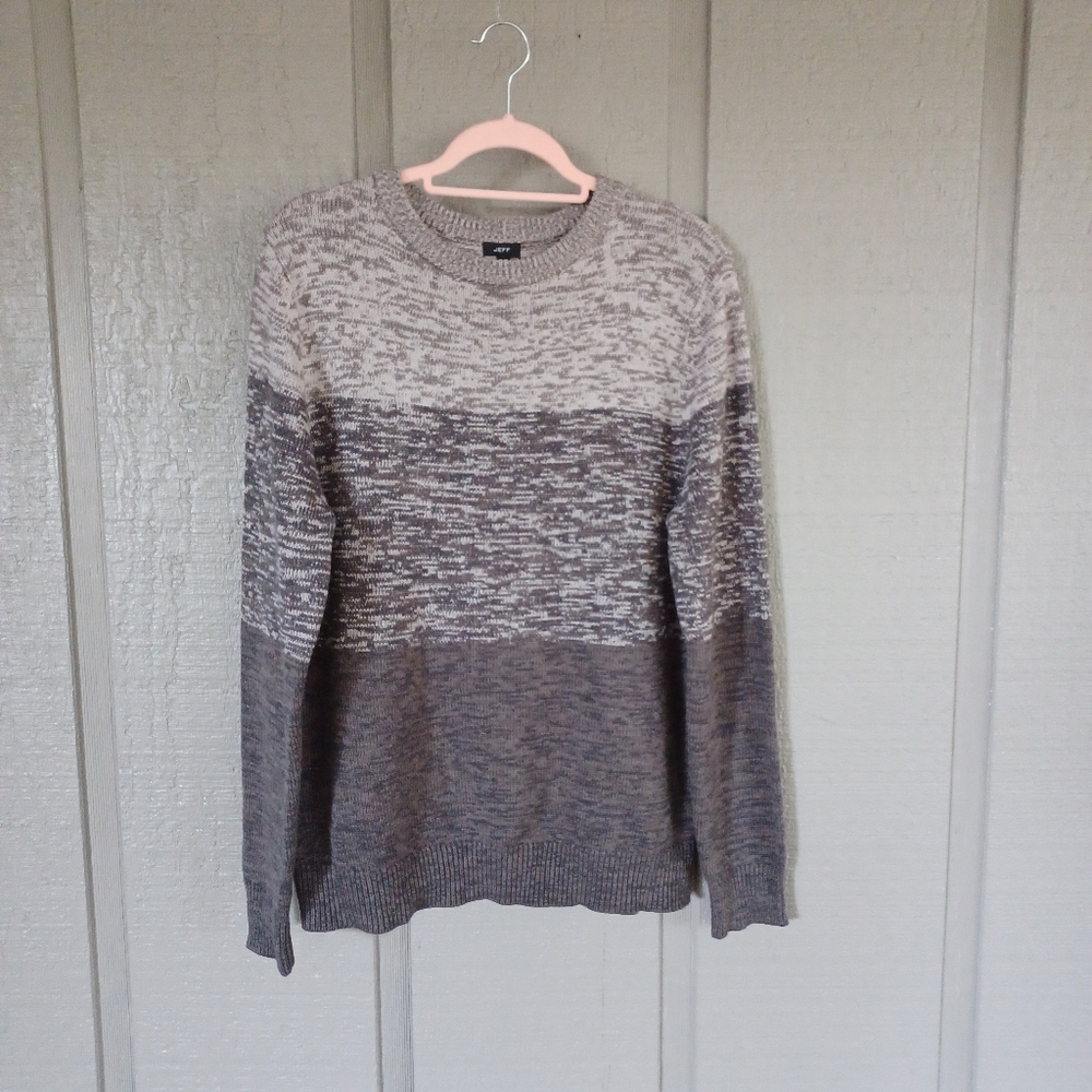Jeff Men Cotton Blend Sweater Size L Crew Neck Long Sleeve Pullover Cotton Blend